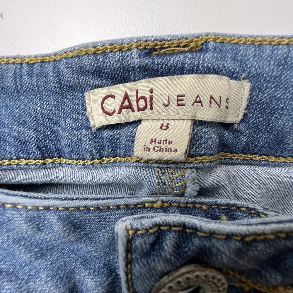 CAbi Zip Ankle Mid Rise Sz 8 Women's Light Wash Cropped Stretch Jeans Stye #232 - Picture 2 of 15